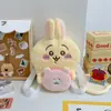 Mochila de Pelúcia de Coelho Amarelo com Orelhas Longas Desenho Animado Três Mochilas de Pelúcia Bolsas Casuais de Alto Valor