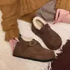 Populares botas cálidas de algodón estilo noreste para mujer, colección de invierno 2026 nueva de Birkenstock, forro fino de felpa, botas de nieve, con plataforma, peludas, suela gruesa y zapatos casuales sin cordones.