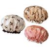 Gorro de ducha impermeable, elástico, forrado de satén, reutilizable, ajustable, grande