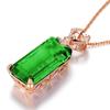 Pendente Retangular Chanfrado Quadrado Princesa Pedra Preciosa de Cristal Verde Pingente Esmeralda Incrustado com Zircônia Verde Cor Pingente Tesouro