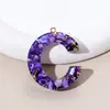 Llavero de 26 Letras Más Vendido por el Fabricante, Piedra Morada, Colgante Pequeño Semiacabado, Resina, Accesorios de Joyería DIY para Mujeres