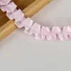 Encaje plisado con línea central rosa flor de cerezo con cinta de satén de poliéster para dobladillo de ropa, accesorios DIY, tira larga de tela, en stock