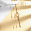 Moda para Mujer Reloj de Pulsera de Acero con Piedra Preciosa en Forma de Corazón Redondo Diamante Redondo Pulsera de Corazón Redondo