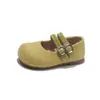 Zapatos Mary Jane para Niñas 2026 Otoño Nuevos Mary Jane Transpirables de Punta Redonda Zapatos de Cuero para Bebés Pisos Bajos de Tejido de Lino