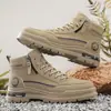 Botas Martin Retro Estilo Británico de Caña Alta para Hombre Otoño/Invierno Cremallera Lateral Suela Gruesa Antideslizantes Resistentes al Desgaste Botines de Trabajo para Exteriores