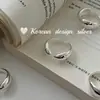 Estilo Minimalista Coreano Joyería de Plata Plata de Ley S925 Anillo Abierto Ovalado de Moda Simple Clásico Apilable Versátil
