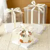 2025 Nueva Caja Transparente para Pastel de Cumpleaños Caja de Empaque 6 Seis Ocho 10 10 pulgadas Caja Elevada para Hornear Mismo Estilo que en Xiaohongshu