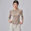 Ropa de Yoga de Manga Larga de Lana Merino para Mujer, Ropa Deportiva Elástica y Suave, Ajustada, Top Deportivo Sencillo para Otoño e Invierno
