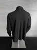Camiseta Básica Desestructurada de Cuello Semi-Alto para Hombre, Sudadera Pesada Desestructurada Estilo Americano de Invierno con Camiseta Gris de Manga Larga
