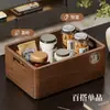 Cesta de Almacenamiento de Madera Maciza para Juego de Té de Escritorio Chino, Sala de Estar, Mesa de Café, Bocadillos de Té, Llaves, Artículos Varios, Tijeras, Frutas Secas