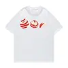 Camiseta de manga corta estilo universitario de seda de leche, nuevo modelo de verano con tres estampados de manzanas, corte holgado con mangas descubiertas, top para estudiante
