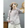 2026 Novo Estilo Japonês Mori Girl Estampa Graffiti Gola Pontuda Cardigã Feminino Camisa de Manga Longa Camisa de Primavera Atacado
