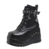 Botas de plataforma Demonia 2023 nuevas botas de tobillo con cuña y remaches góticos oscuros Botas Martin de talla grande europeas y americanas para mujer