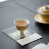 Conjunto de Chá Cerâmico Amarelo Pintado à Mão de Pé Alto da Dinastia Tang e Song Copo Mestre Conjunto de Chá Kung Fu Xícara de Chá Doméstica Xícara de Degustação