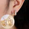 Pendientes de Moda Estilo Europeo Lujo Ligero con Circonita Incrustada en Forma de Corazón Venta Caliente Temperamento de Gama Alta Moda Súper Brillantes Corazón de Melocotón Pendientes Versátiles