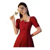 Nuevo Modelo 2026 de Vestido de Noche que se Puede Usar Casual, Elegante Vestido de Dama de Honor, Vestido Borgoña para Personas Bajas