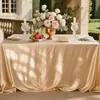 Sensação de Luxo Leve e Alto Padrão Modelo 2026 Champagne Dourado Acetinado Retangular Estilo Europeu Toalha de Mesa para Banquete Nova Toalha de Mesa para Mesa de Sobremesas de Aniversário