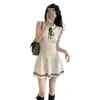 Vestido de punto de seda helada coreana para mujer, atuendo chic de estilo francés para verano, elegante y hermoso, estilo universitario deslumbrantemente Gorgeous