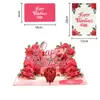 Novo Cartão de Saudação Pop-Up Dia dos Namorados Rosa Romântica Amor 3D Estéreo Cartão de Aniversário Cartão Dobrável Transfronteiriço