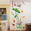 Paz e riqueza Adesivos de parede de Lótus estilo chinês sala de estar parede de fundo da TV adesivos de parede de vaso pintura autoadesiva à prova d'água