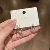 Lujo Ligero Gama Alta Plata Geométrico Cuadrado Zirconia de Azúcar Ear Cuff Diseño de Nicho Pendientes de Moda Temperamento Versátil Pendiente
