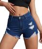 Pago de pedido para Shorts de Mezclilla Estilo Americano para Mujer de Aliexpress Transfronterizo, Shorts Azules Rasgados con Dobladillo Deshilachado
