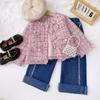 Tops de Socialité para Niñas, Ropa de Primavera y Otoño, Estilo Coreano Rosa Popular Lujo Accesible Chaqueta Cardigan Estilo Bebé para Niños y Niños de Edad Media