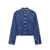Jaqueta feminina banhada a ouro da marca Z, moda jeans popular transfronteiriça, estilo europeu e americano, abotoada, azul, outros estilos fofos ZA