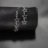 Pendientes largos de estrella de cinco puntas hueca transfronterizos de plata para mujer, pendientes simples y elegantes de aleación de estrella, pendientes de estrella de estilo frío