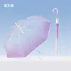Paraguas Transparente con Degradado Rosa, Paraguas Atrezo para Fotos de Celebridades de Internet, Mango Largo de Aspecto Elegante, Liberación Automática de Película, Paraguas Soleado Soñador para Estudiantes