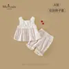 XiafanNovo Estilo de Verão Conjunto de Roupas Infantis e para Crianças Pequenas Classe A, Conjunto de Duas Peças Confortável com Blusa Transparente e Manga Curta para Meninas