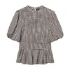 Al por mayor Primavera 2026 Nuevo Estilo Europeo y Americano Camisa de Mujer de Cuello Redondo con Mangas Cortas Abullonadas Cuadros Pequeños Panal 26169