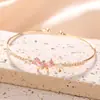 Pulsera Explosiva de Zirconia Rosa para Mujer, Pulsera de Anillo Sencillo de Alta Gama, Pulsera de Corazón de Lujo Accesible de Nicho, Joyería Nueva