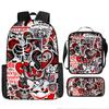 Mochila Transfronteriza Nueva Llorido Nocturno de Navidad Halloween Mochila de Poliéster Mochila de Estudiante Bolso Bandolera Set de Tres Piezas