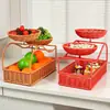 Cesta de Frutas Criativa de Múltiplas Camadas, Rack de Armazenamento para Lanches e Doces de Feriado na Sala de Estar, Bandeja para Chá da Tarde, Cesta de Armazenamento de Rattan Sintético