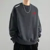 Moletom masculino 2025 outono estilo americano solto manga longa gola redonda esportivo espesso pulôver modelo moderno peso pesado