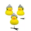 Horquilla de Pato Amarillo Corona Plateada Tiara de Princesa Pinza Superior Accesorios para el Cabello Lindos Actividad de Clase Reina Regalo Pequeño para Niños
