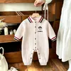 Mameluco de punto jacquard trenzado para bebé, mameluco grueso con rayas contrastantes y solapa, ropa de gateo forrada de polar para bebés y niños pequeños, dropshipping
