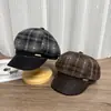 Chapéu Octogonal de Xadrez Britânico para Mulheres Outono/Inverno 2026, Boina Vintage, Chapéu de Jovem Notícias Artista Versátil