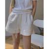 Shorts de Algodão e Linho Brancos para Mulheres, Calças Esportivas Casuais, Estilo Fino de Verão 2026, Cintura Alta, Caimento Solto, Calças de Perna Larga Emagrecedoras para Figuras Baixas
