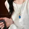 Anhelo por el Océano~ Collar Colgante Pájaro Azul para Mujer, Adecuado para Verano, Cadena Larga para Suéter de Cuerda Trenzada Retro