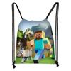 Sacola de Compras Personalizada de Moda Minecraft com Bolso de Cordão Criativo Portátil para Crianças ao Ar Livre Estudante Sacola com Cordão Atacado