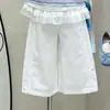 Conjunto casual de dos piezas de verano con pantalones cortos de rayas y encaje estilo coreano para niñas
