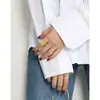 Anillo Texturizado Estilo Coreano 271 Estilo Frío Geométrico Exagerado Asimétrico Superficie Cóncava y Convexa Anillo Abierto de Plata de Ley S925 para Mujer