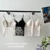 Nova Camisola Sexy de Verão Floral Francesa Renda Pura Patchwork com Bojo Embutido Confortável para Mulheres