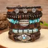 Temu Xiyin Venta Caliente Transfronteriza Calavera Cabeza de Toro Aleación de Zinc Accesorios Pulsera de Cuero de Vaca de 6 Piezas