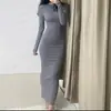 Hermana Kim] Kardashian Sk* Serie Suave para Estar en Casa Vestido Largo de Manga Larga Vestido de Modal Acanalado