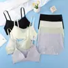 Sin aro de acero soporte suave accesorio tubo para el pecho conjunto de sujetador y ropa interior espalda cruzada sexy reunida traje de sujetador fino y bonito