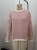Nuevo Top Suelto de Bloques de Color con Cuello Redondo y Mangas Largas de Punto Sintético para Mujer, Transfronterizo de Amazon, Otoño/Invierno 2026, Europeo y Americano
