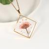 Collar de flores secas de oro nuevo de Europa y Estados Unidos, rosa, flor eterna, flor real, colgante simple, pegamento, resina, joyería al por mayor